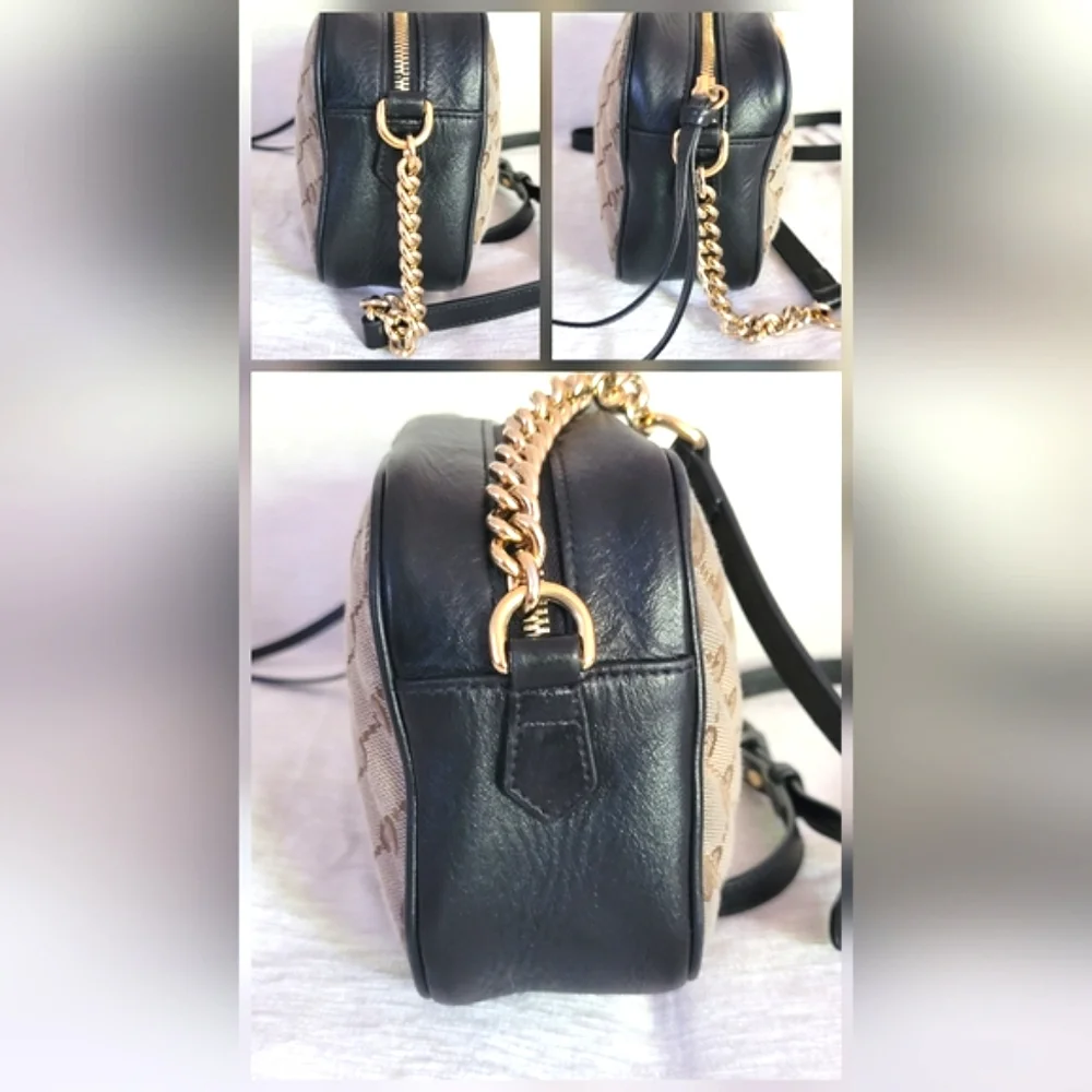 Auth💞Gucci Marmont Beige and Black Crossbody Bag - Picture 6 of 8